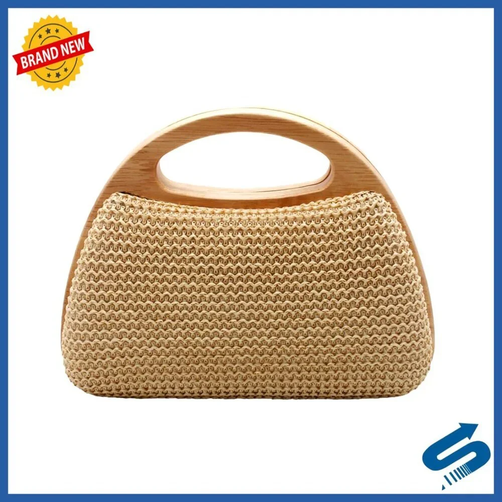 Straw Clutch Handbag Woven Evening Bag Crossbody Top Handle Wedding Party